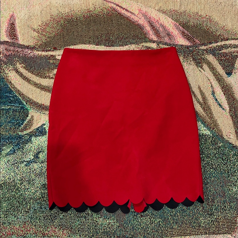 Banana Republic Red Scalloped Hem Pencil Skirt